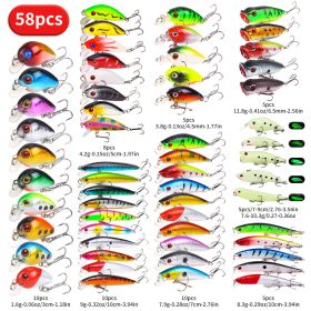 22pcs 58pcs 102pcs Fishing Lure Kits Multi-functional Set Topwater Floating Swimming Lures, Equipped With High Pitch Hook Soft Frogs, Used For Ba (Option: 58pcs)