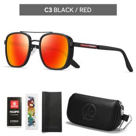KDEAM Full-Rim Polarized Sunglasses For Men Crafted From High-Quality TR90 Sunglasses Fishing And Driving (Lenses Color: C3 mirror red)