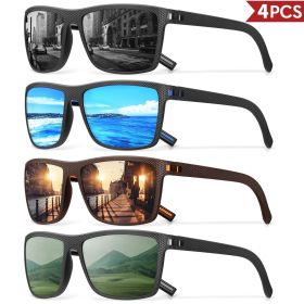 3/4 Pack New Designer Box Polarized Colorful Sunglasses for Men and Women Suitable for Driving, Fishing, Outdoor Sports UV400 (Lenses Color: 4PCS-C17)